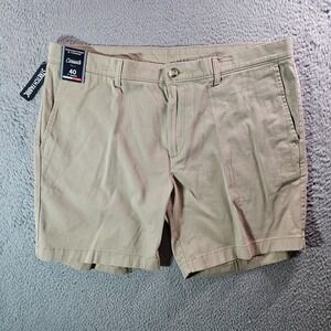 NWT Roundtree‎ & Yorke Casuals Shorts Men 40 x 7" Straight Stretch Khaki